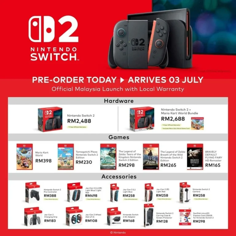 Pratempahan Nintendo Switch 2 dibuka dengan harga RM2488 di Malaysia.
