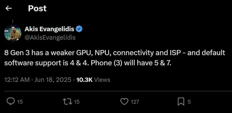 Nothing Phone (3) hadir dengan sokongan kemas kini 5 + 7 tahun.