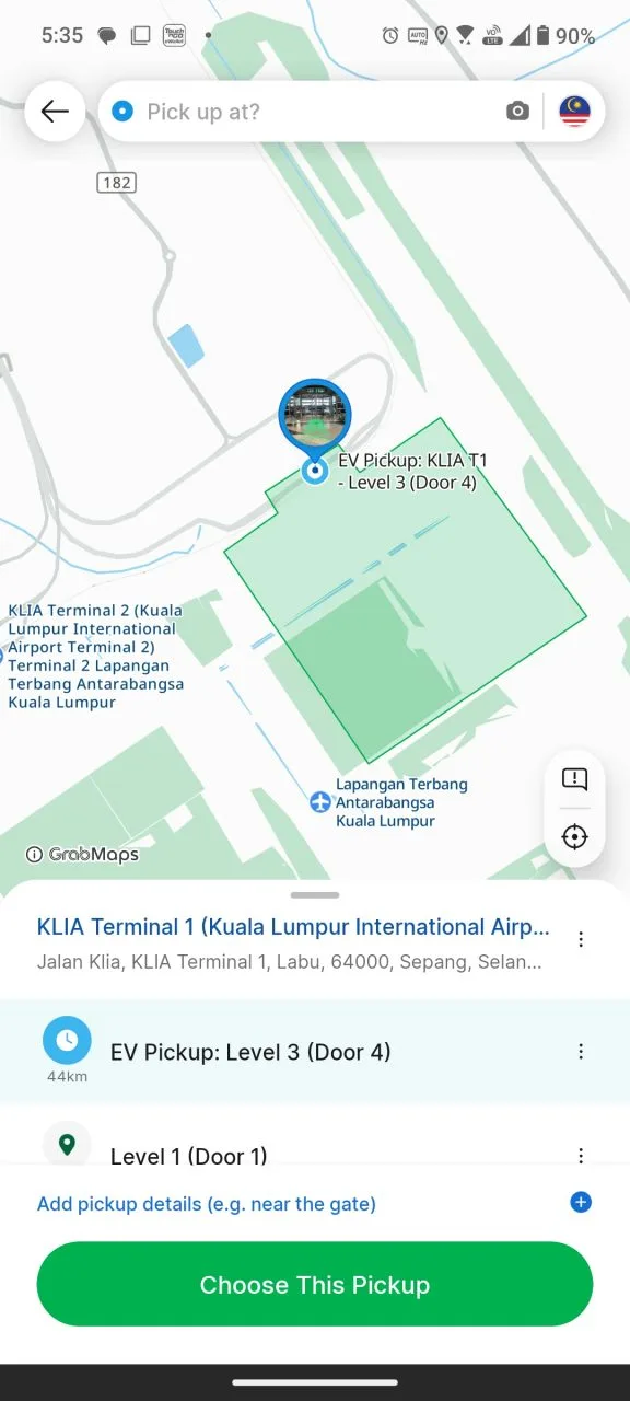 Perkhidmatan Grab EV kini tersedia di KLIA dengan harga RM134.