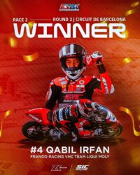 Qabil Irfan Azlan juara perlumbaan di Kejuaraan Superbike Sepanyol.