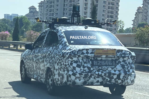 New Proton Saga MC3 spotted testing with LiDAR sensor in Putrajaya &ndash; ADAS calibration work?