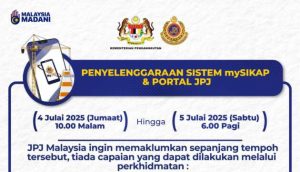 JPJ offline 10pm tonight till 6am, system maintenance
