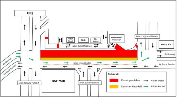 JB&rsquo;s Jalan Ismail Sultan closed nightly for RTS works