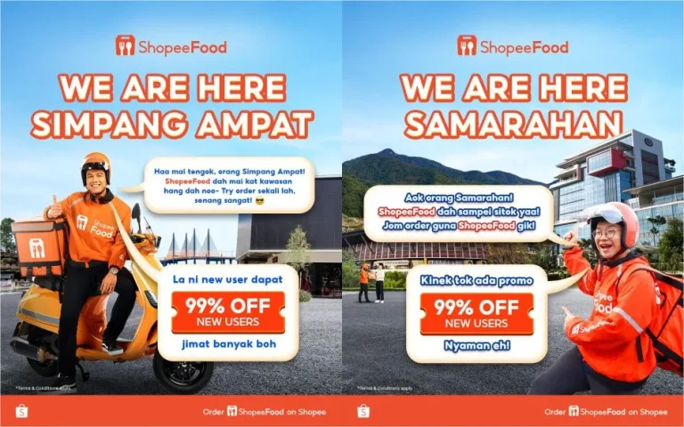 Shopee Food kini tersedia di Simpang Ampat dan Samarahan.