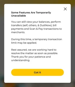 Gangguan perkhidmatan MAE, transaksi Maybank2u masih berfungsi.